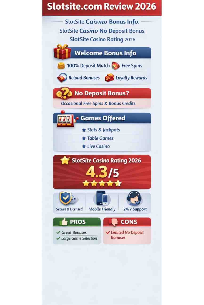 SlotSite Casino review 2026 infographic